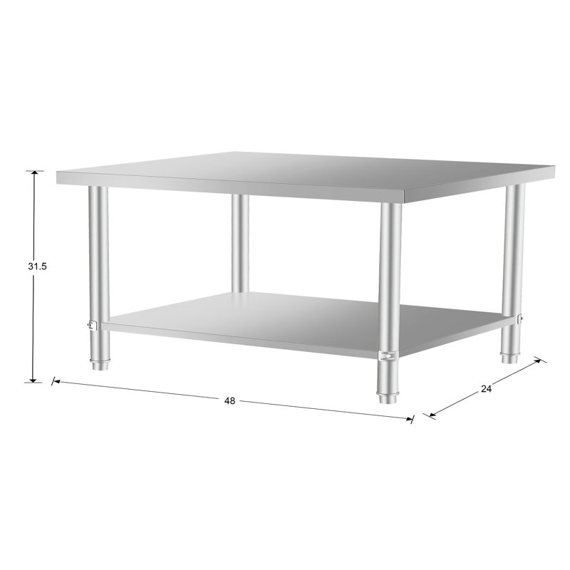 Stainless Steel 48''*24'' Commercial Kitchen Table With Under Shelf For Home And Restaurant - Easy Maintenance Functionality, 31.5 Inch Ideal Food Preparation 48 By 24 Work Use Ample Surface, Comfort