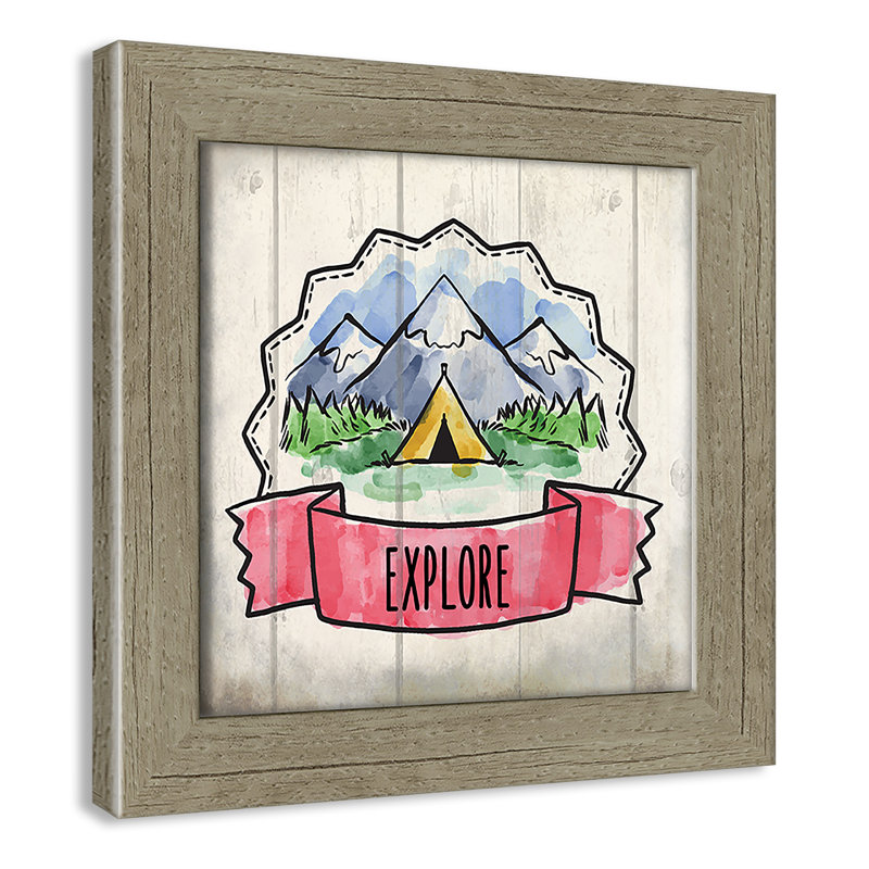 «Adventure is out There 2», art encadré, Encadré plat de bois de grange gris, H 8 po x l 8 po x P 0,6 po