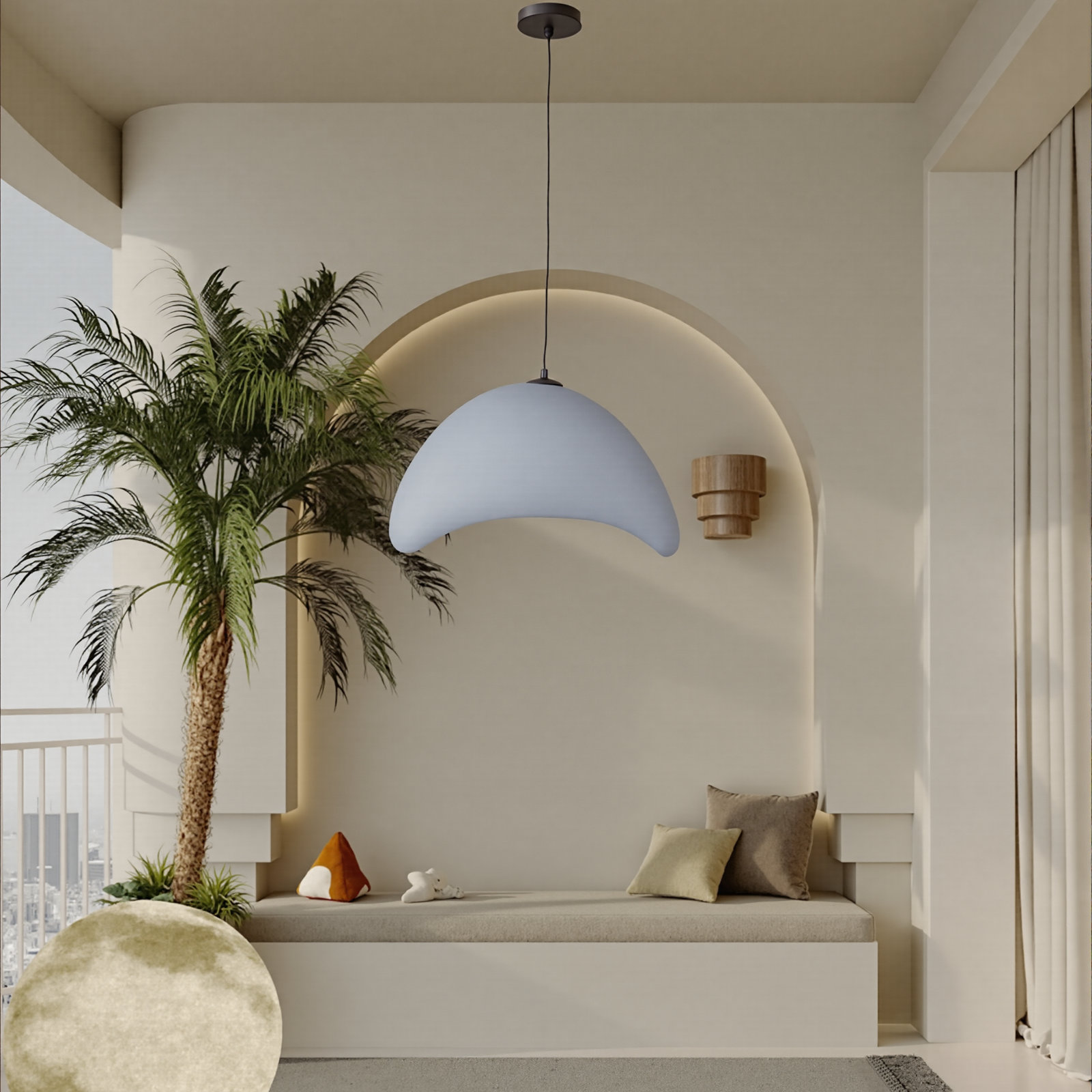 Danthony Single Light Polyester Dimmable Pendant, 12.99" H x 23.62" W x 23.62" D