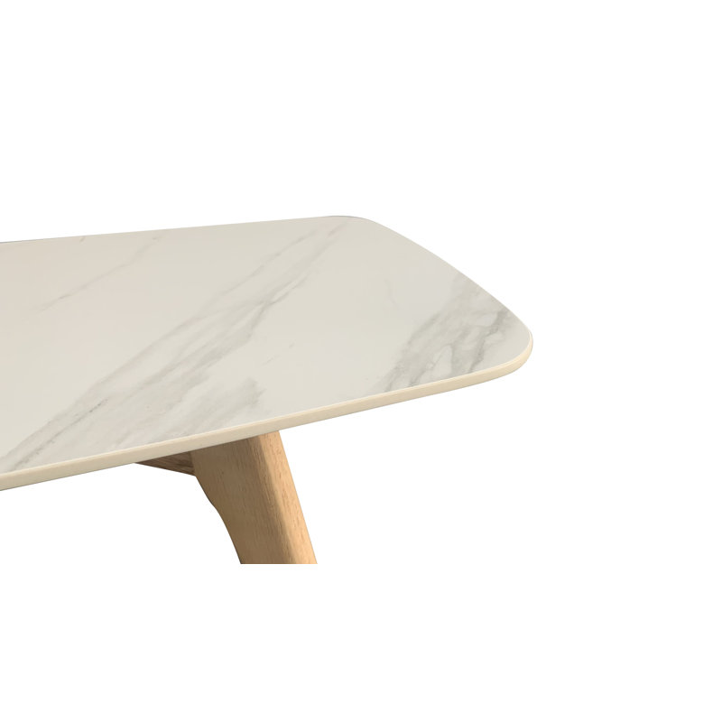 Table de bout Katherline, Bois clair, Blanc