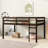Twin Loft Bed With Strengthened Slats, Finish, Rubber Wood Build, For Easy Climb, Extra Bedroom Storage Possibilities , Wood, Platform, Create Efficient Space-766033877