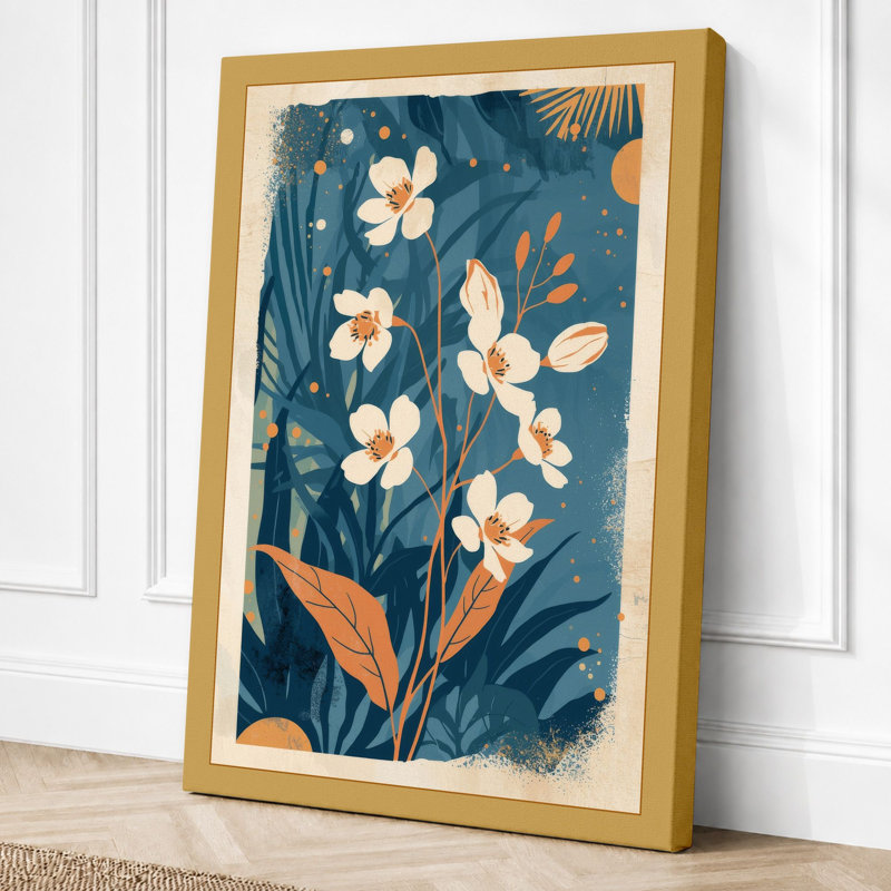 Garden in Teal Botanical - Wrapped Canvas, Sage Border, 30x20 - 76.2 x 50.8 cm