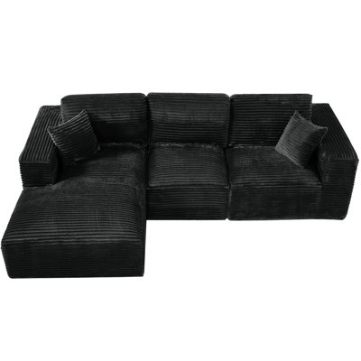 Upholstered Cloud Couch Modular Sectional Sofa With 1 Chaise, Modern Comfort U Shaped Sofa For Living Room, No Assembly Required by Ebern Designs
