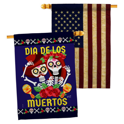 Drapeau de maison Dia De Los Muertos à 2 côtés en polyester 40 x 28 po