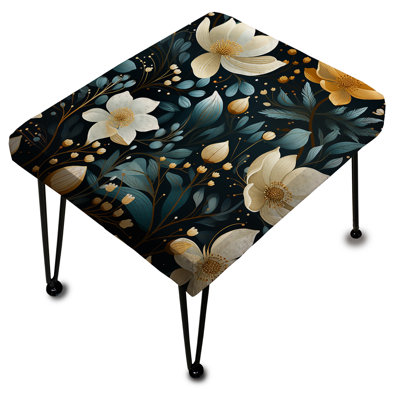 Mystura blanc et bleu sarcelle Aura Floral Gardens - Repose-pieds rectangulaire floral