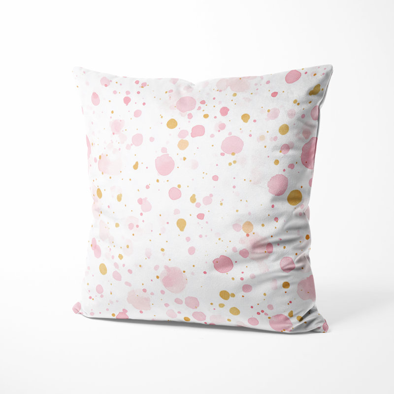 Coussin décoratif abstrait - coussin moderne rose et doré, H 18 po x l 18 po