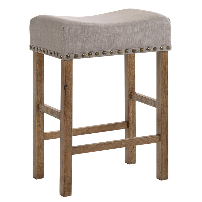 Chaises de comptoir rembourrées en lin brun clair de 2 - charme rustique et tabouret sans dossier de durabilité moderne