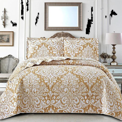 Cammeron Polyester Floral Bedspread with Pillowcases
