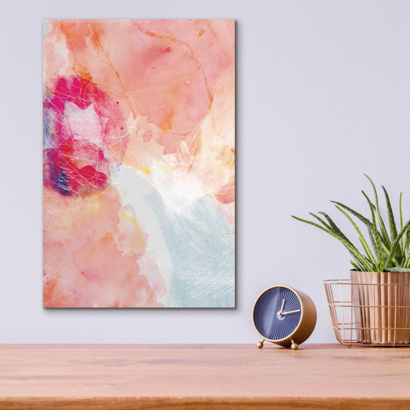 «Abstract Turquoise Pink No. 2» par Louis Duncan-He, art mural en verre acrylique, H 16 po x l 12 po x P 0,13 po