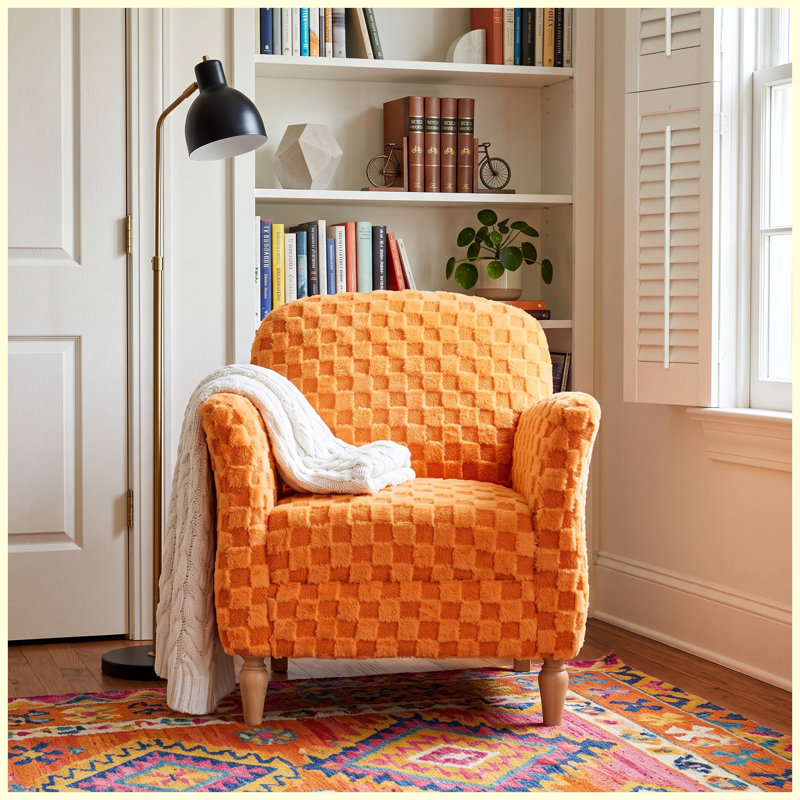 Fauteuil d'appoint en velours côtelé, Polyester orange