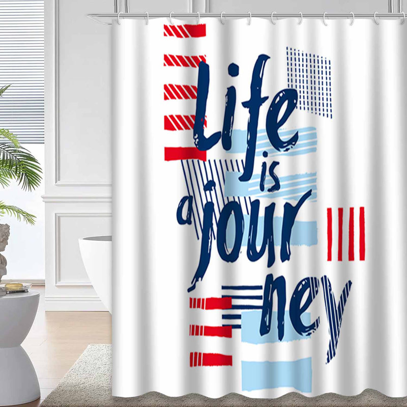 Rideau de douche imperméable à motif abstrait avec 12 crochets MarineStripe, L 72 po x l 72 po