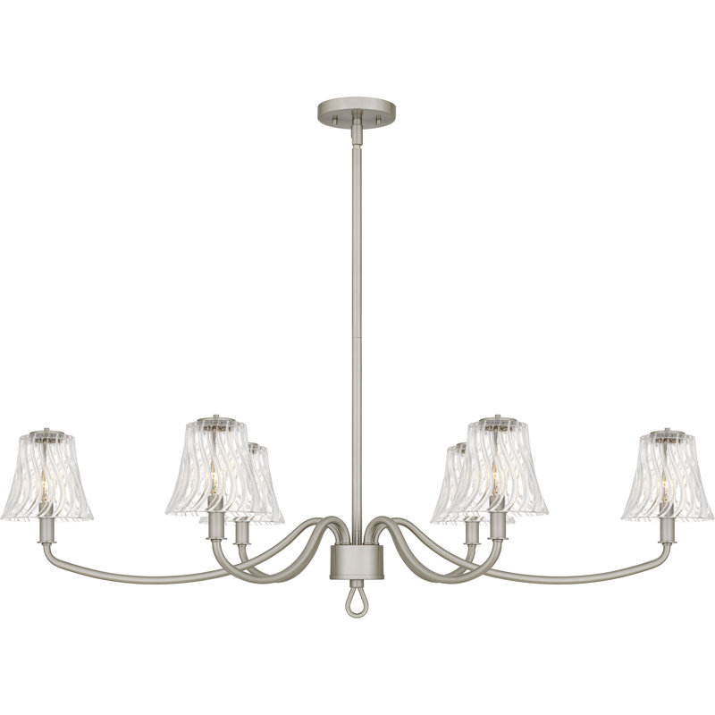 Amedio Linear Chandelier, 6 Lights, Brushed Nickel, 12" H x 44" W x 26.25" D