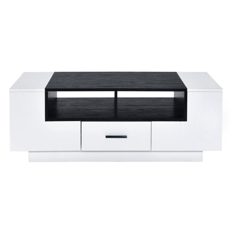 Table basse blanche et noire avec rangement