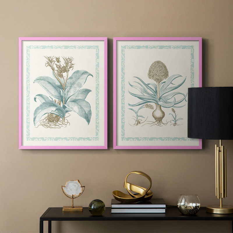 Willow Blue Besler III-Premium Framed Print -Ready to Hang - No Nails Required - No Nails Required, 11" H x 18" W, Pink