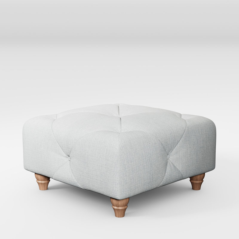 Ellrich 65cm Wide Tufted Rectangle No Pattern Footstool Ottoman, Light Blue, Walnut