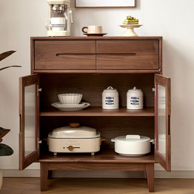 Commode d'appoint rétro avec rangement minimaliste en bois massif