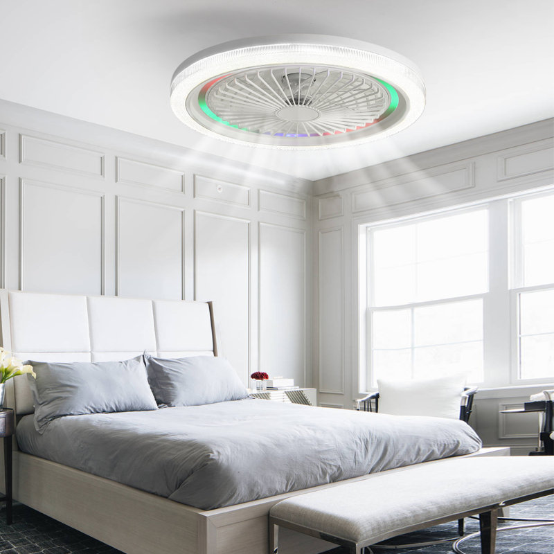 Kaben Flush Mount Ceiling Fan with LED Light and Remote Control, RGB LED