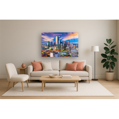 Vivid Dallas Skyline Frameless Tempered Glass Wall Art - 40" x 60"