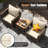 3 Pcs Outdoor Patio Rattan Bistro Furniture Set Wooden Table Top Cushioned Sofa -126543432