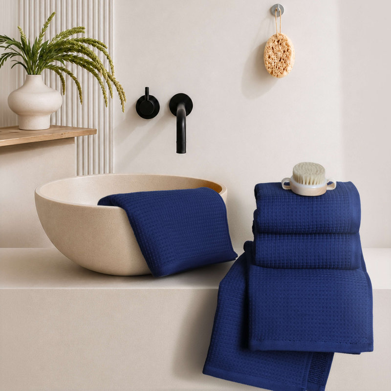 Essuie-mains luxueux 100% coton 4 pièces, Marine