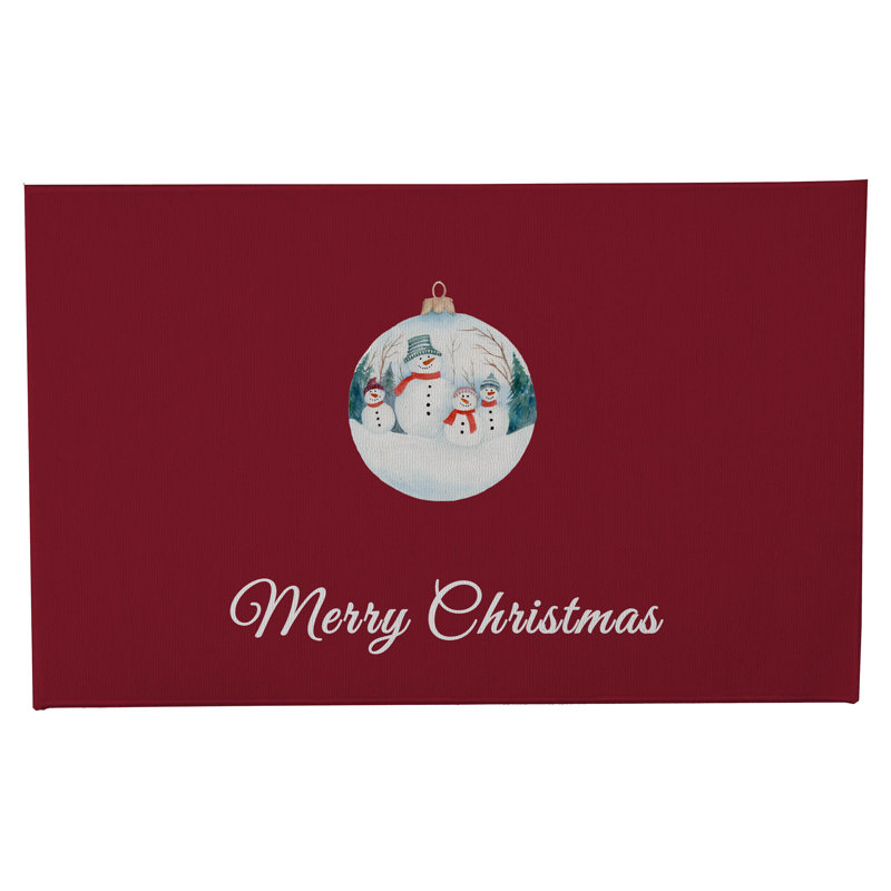 Paillasson Merry Christmas, L 21 po x L 34 po, Rouge canneberge