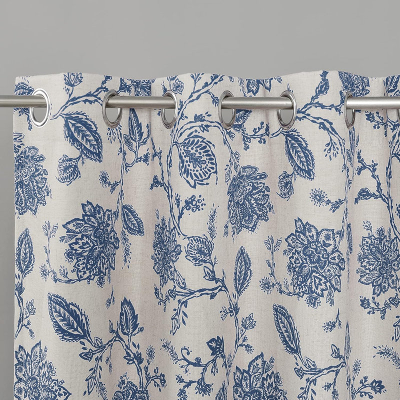 Zawacki Linen Blend Blackout Sliding Panel Pair, Blue Beige/7 Back Tabs, 52" W x 84" L