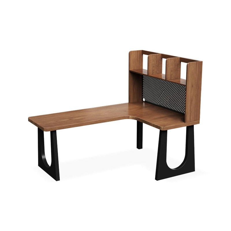 Bureau d'écriture en L en bois massif brun noisette, Retour à droite, H 61,02 po x l 62,99 po x P 47,24 po