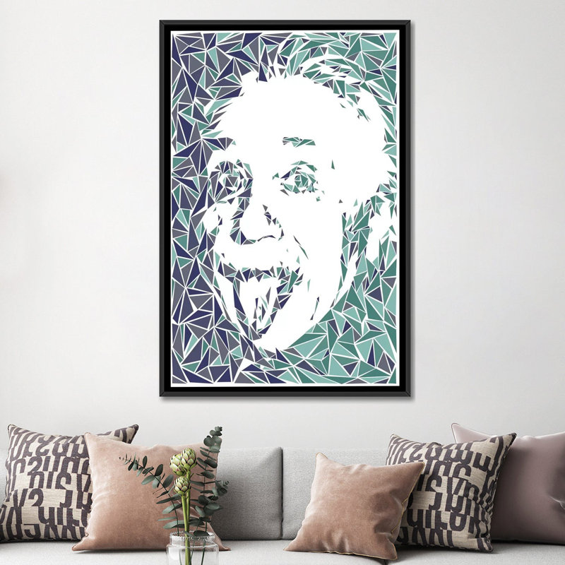 « albert einstein », impression sur toile, H 26 po x l 18 po x P 1,5 po, Toile avec cadre noir, Pas de tapis