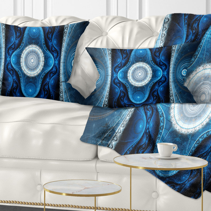 Coussin lombaire à motif abstrait fractal, Bleu