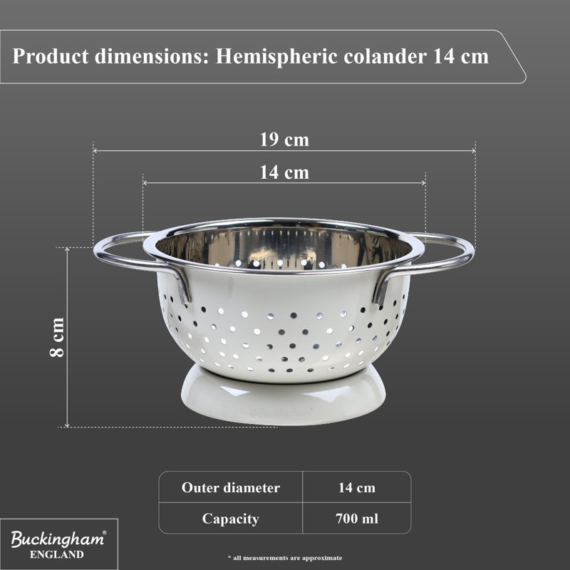 Buckingham Stainless Steel Hemisphere Colander Strainer  , Cream