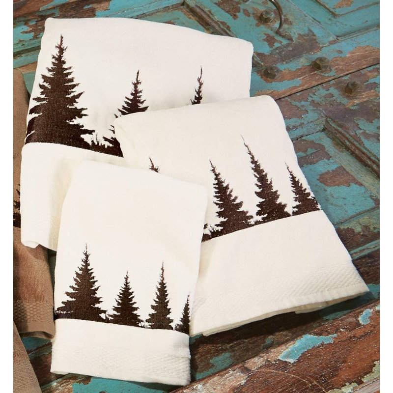Clearwater Pines Pines Southwestern Rustic Lodge 3 Piece Towel Set, Cream