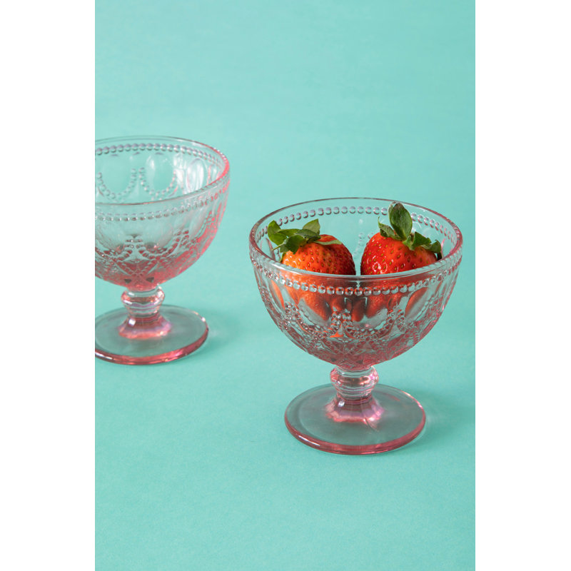 Astoria Grand Fleur Glass Serving Bowl, Pink