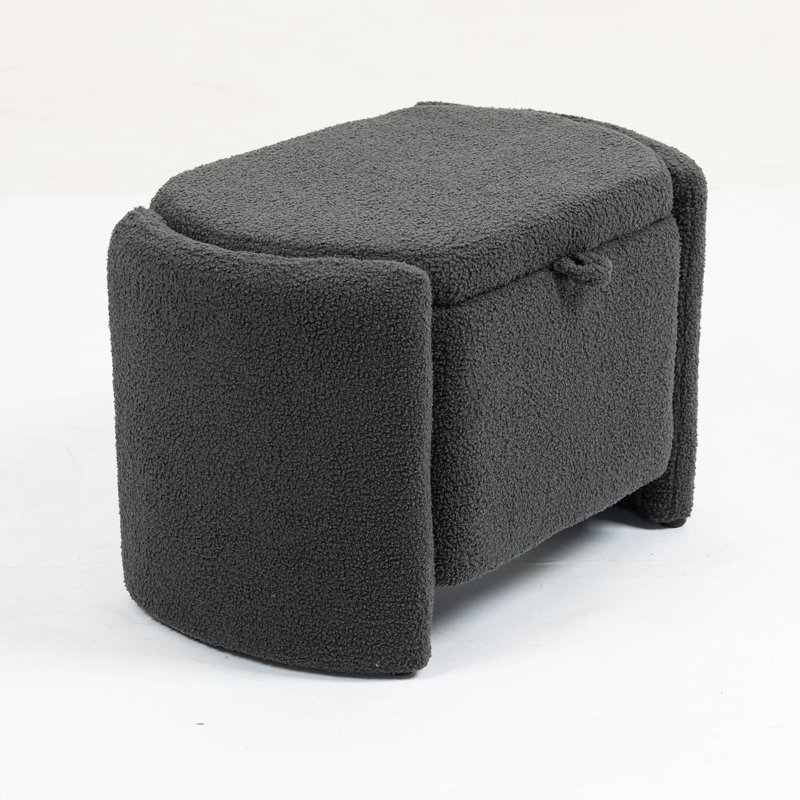 Repose-pieds avec rangement Mid-Century, Gris
