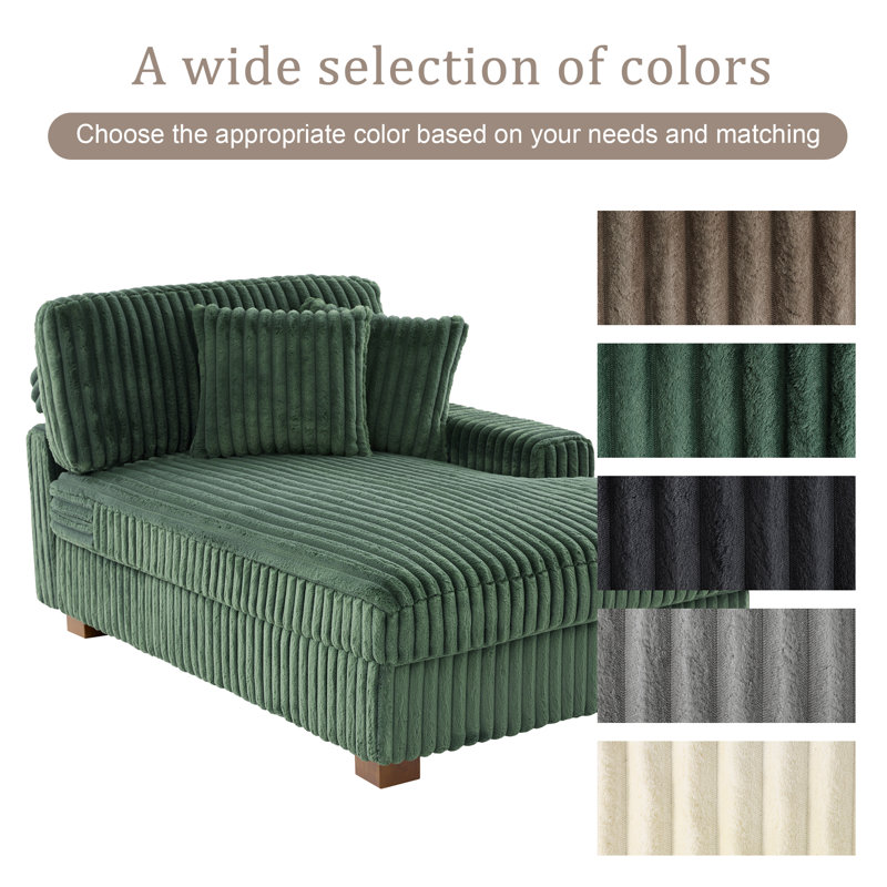 Upholstered Chaise Lounge, Green