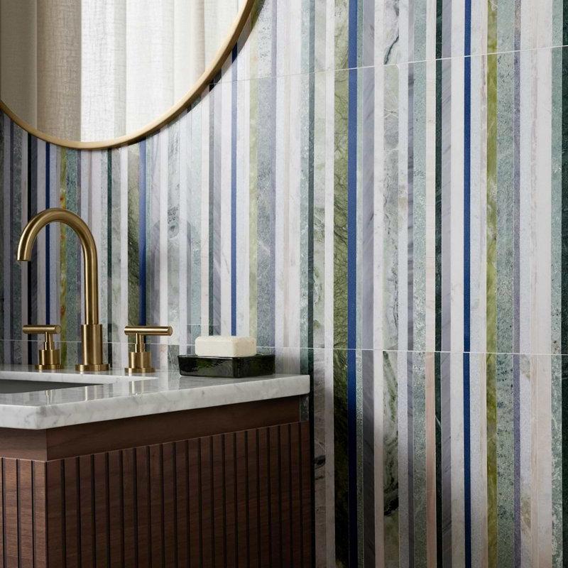 Isla Lagoon Green 16x16 Polished Marble Mosaic Tile