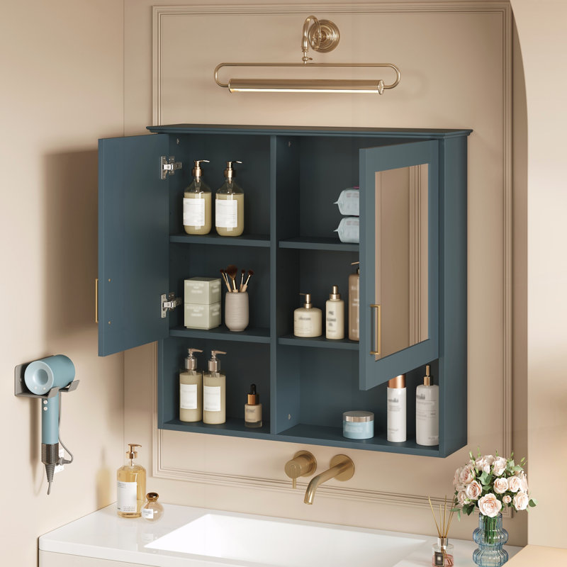 Armoire de salle de bain avec miroir et miroir de salle de bain, Blue
