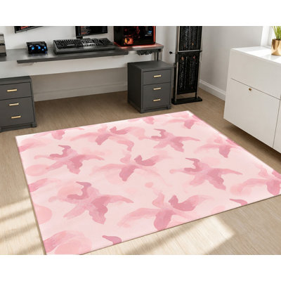 Abstract Watercolor Pink Floral Area Rug, Soft Splash Bloom Pattern, Soft Durable, Machine Washable Non-Slip Floor Mat, Stylish Indoor Home Decor for Living Room, Bedroom, Dormitory, Apartment