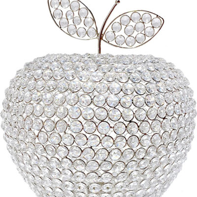 Cutright 14" Silver Faux Crystal Apple Sculpture