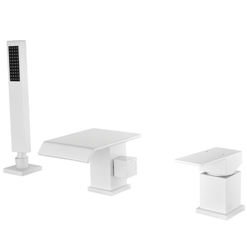 Robinet de salle de bain en cuivre double usage Jk avec valve de distribution et tuyau d'entrée, traitement de surface blanc
