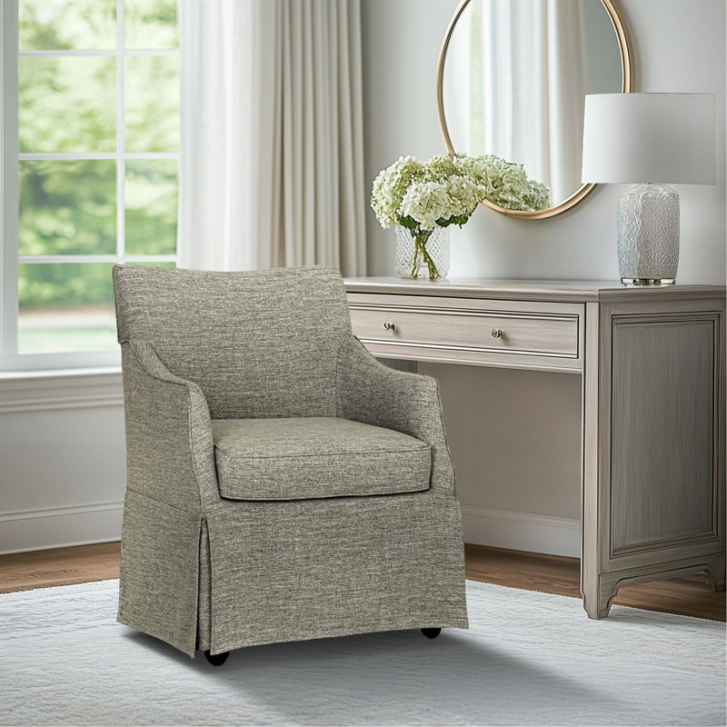 Chaise rembourrée avec accoudoirs et roulettes cachées, Vert
