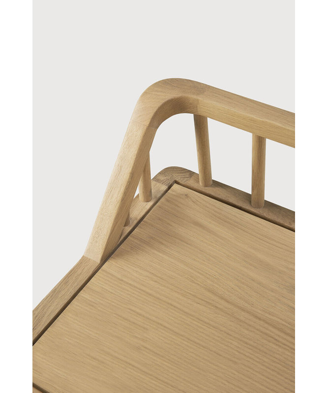 Spindle Solid Wood Bench, Natural Oak