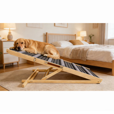 Rampe pour chien pour canapé, petite rampe pour canapé pour canapé, 6 hauteurs réglables de 14 po à 25 po, marches pour animaux de compagnie portables et stables avec coussin antidérapant, rampes pour animaux de compagnie pour les escaliers de canapé