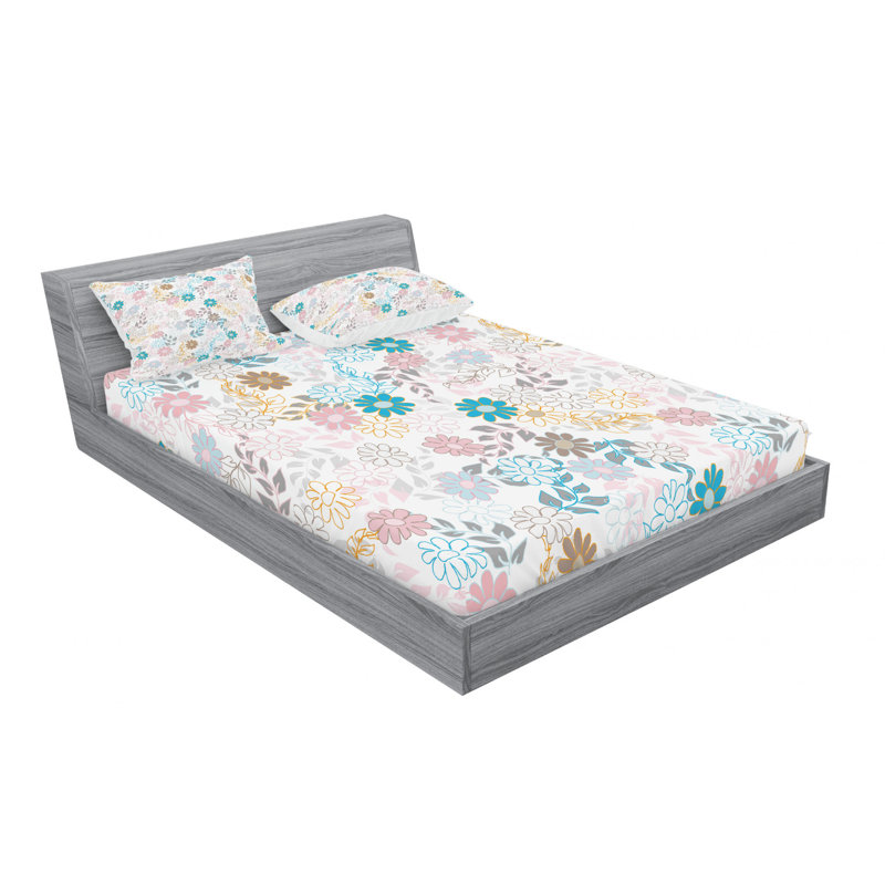 Microfiber Floral Sheet Set, Full Sheet Set with Fitted Sheet
