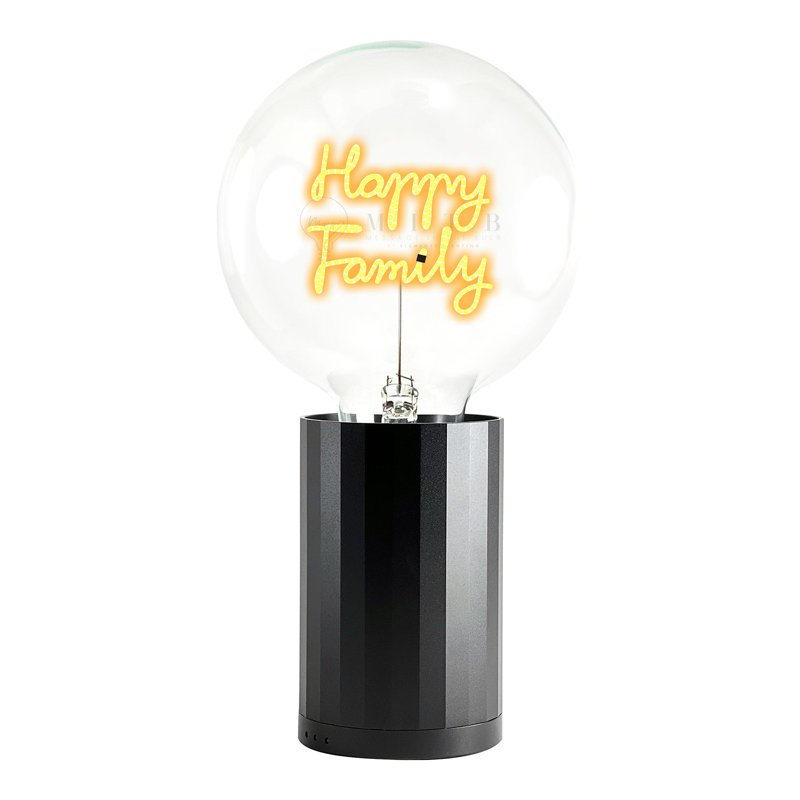 Ampoule HAPPY FAMILY ambre avec base de lampe de table portable noir