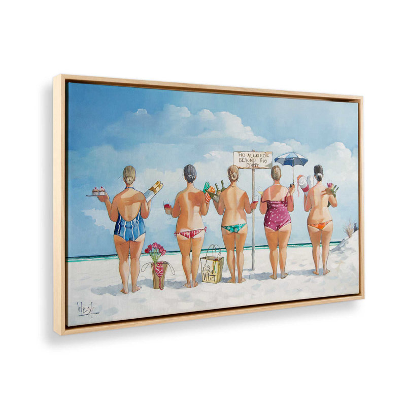 La Dolce Vita - Beach Friends, H 8,75 po x l 12,75 po, Toile avec cadre, Érable américain