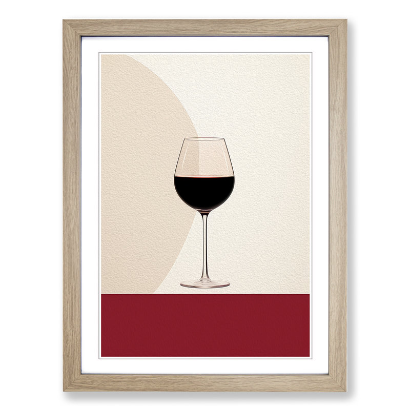 Wine Minimalism Art - Framed Print, Oak, 64cm H x 46cm W x 2cm D