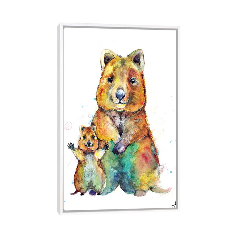 Art encadré pour enfants Qwazy Quokkas, H 60 po x l 40po x P 1,5 po, Toile blanche encadrée