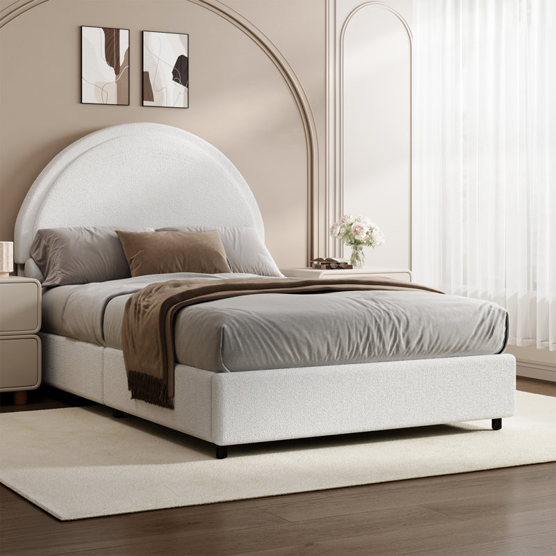 Cadre de lit tête de lit Bensu Luxury, Lit simple, Blanc
