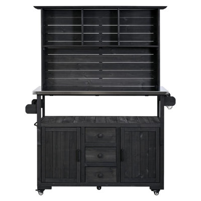 Large Garden Storage Potting Bench with Lockable Wheels