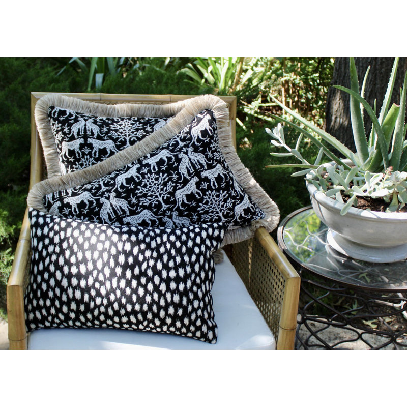 Indoor/Outdoor Pillow Cover & Insert, Rectangular, Black/White, 14" H x 20" W